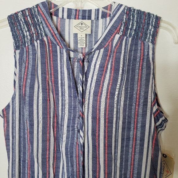 St John's Bay Top Sleeveless Striped Blue and White Women's Size Small NWT - Picture 3 of 15